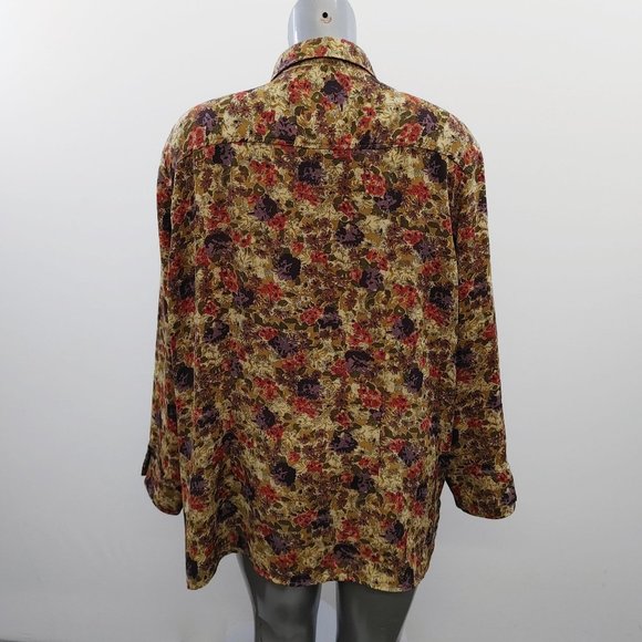 Premiere Collection Floral Button Up Blouse Women's Size 42 Long Sleeve Polyeste - Picture 3 of 3